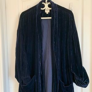 GAP Blue Velvet Robe Relaxed Fit Intimates